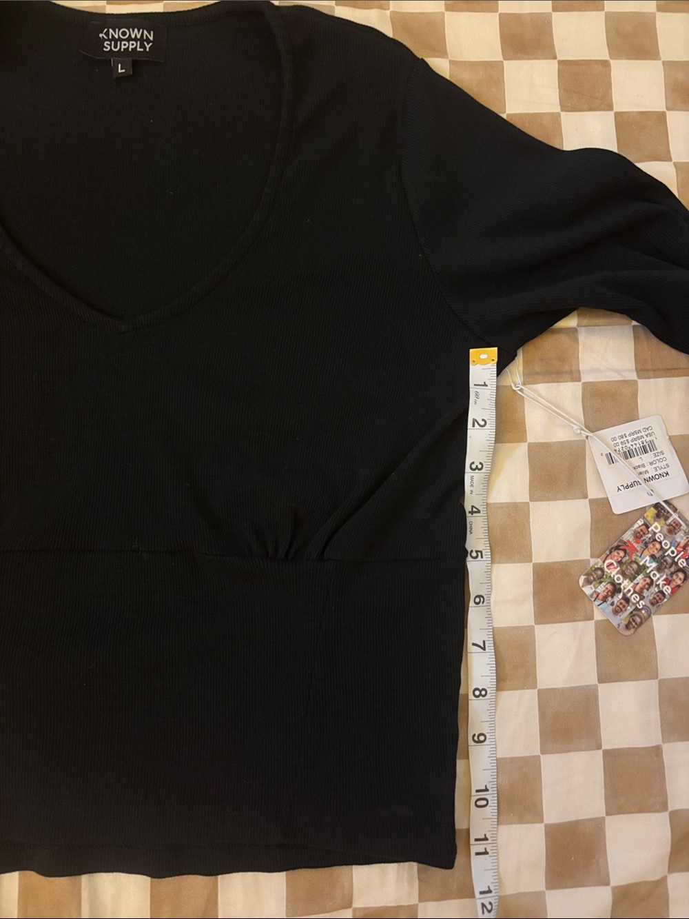 Known Supply Long-Sleeve V-Neck Black Women's Top Size L - Picture 6 of 6